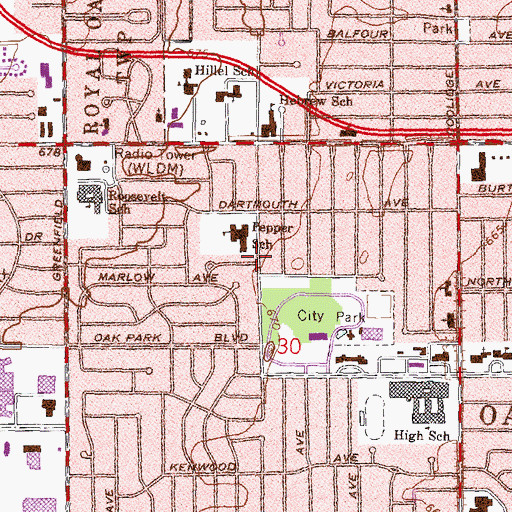 Topographic Map of Pepper Elementary School, MI