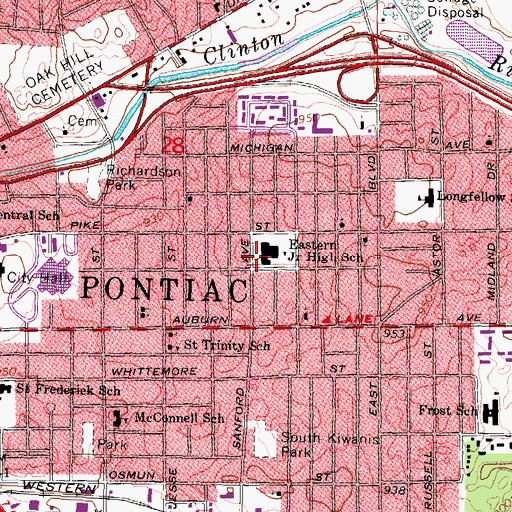 Topographic Map of Perdue Academy, MI