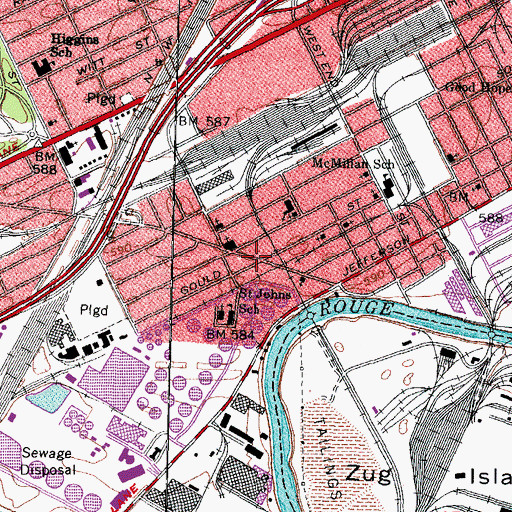 Topographic Map of Peter's Rock Missionary Baptist Church, MI