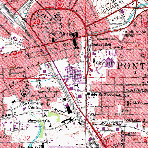 Topographic Map of Phoenix Center Plaza Shopping Center, MI