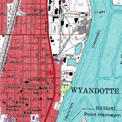 Topographic Map of Pier 500 Marina, MI