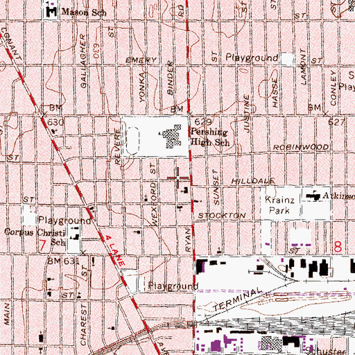 Topographic Map of Pilgrim Baptist Church of North Detroit, MI
