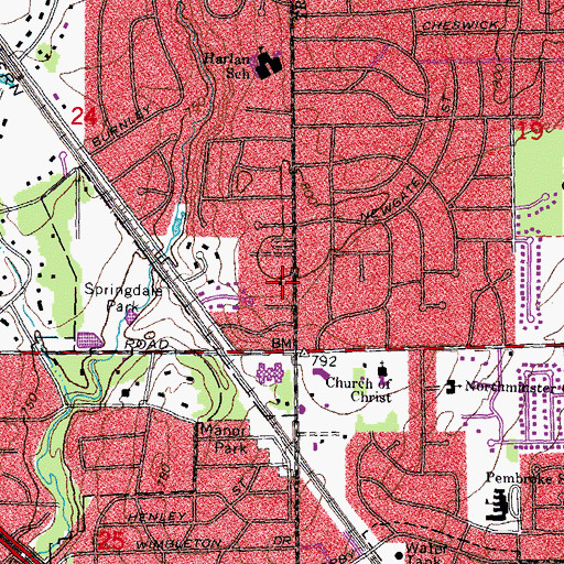 Topographic Map of Pilgrim Congregational Church of Birmingham, MI