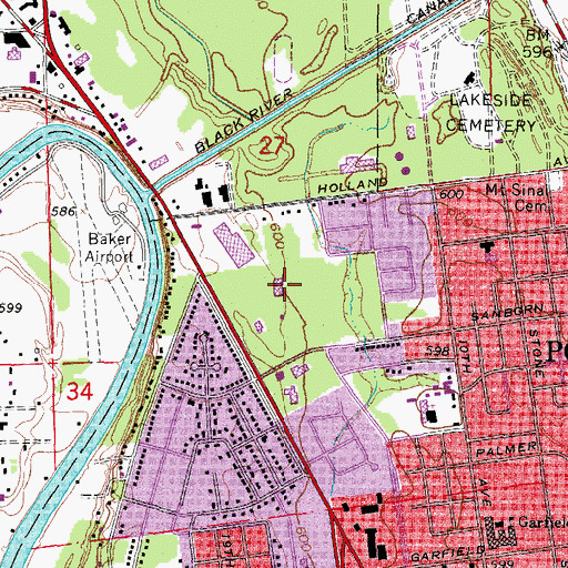 Topographic Map of Pine Grove Plaza Shopping Center, MI
