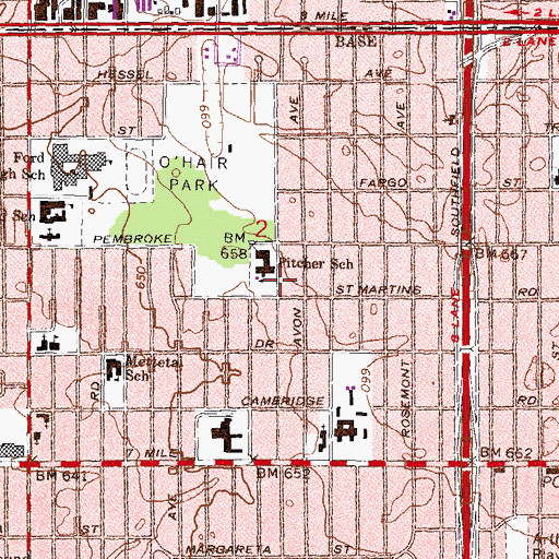 Topographic Map of Pitcher Elementary School, MI