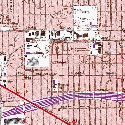 Topographic Map of Pligrim Church of God in Christ, MI