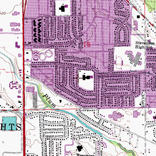 Topographic Map of Plumbrook Elementary School, MI