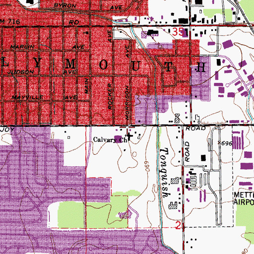 Topographic Map of Plymouth Christian Academy, MI