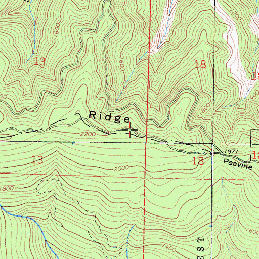 Topographic Map of Peavine Ridge, CA