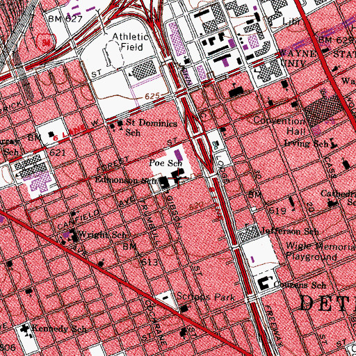 Topographic Map of Poe Developmental Center, MI