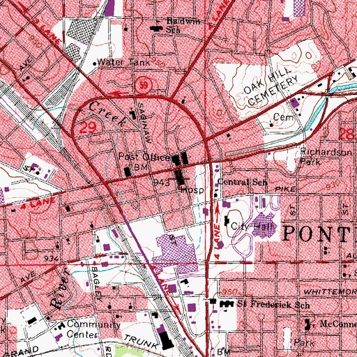 Topographic Map of McLaren Oakland Hospital, MI