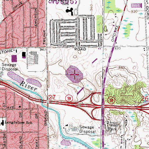 Topographic Map of Pontiac Silverdome (historical), MI
