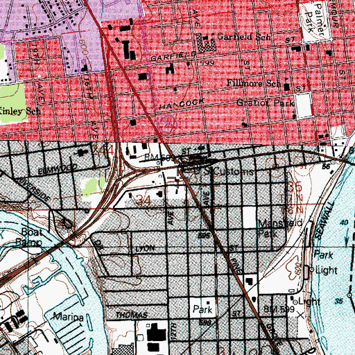 Topographic Map of Port Huron Hospital, MI