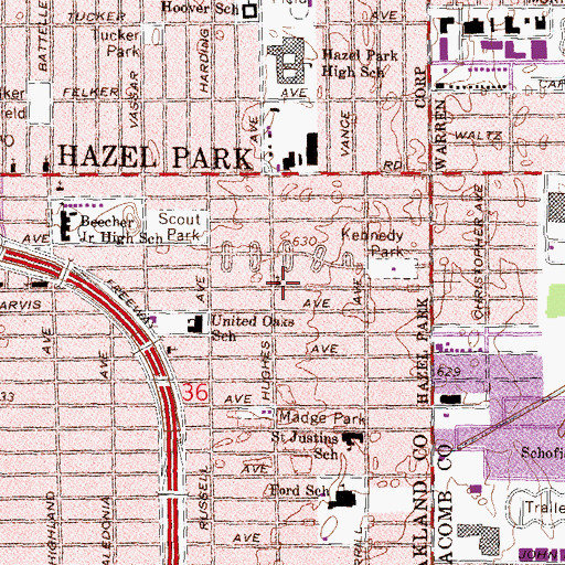 Topographic Map of Power and Praise Worship Center, MI