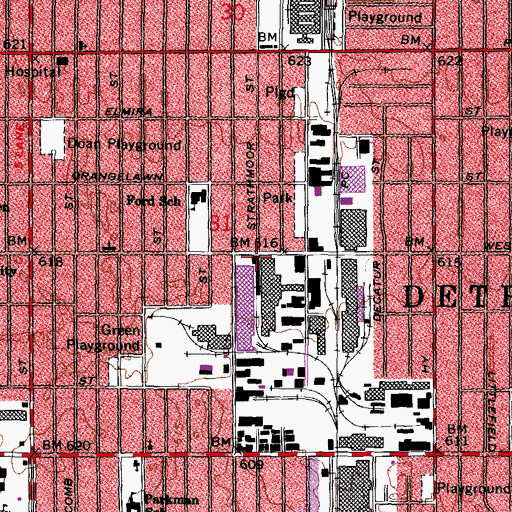 Topographic Map of Prayer Temple Baptist Church, MI