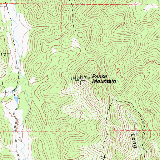 Topographic Map of Pence Mountain, CA