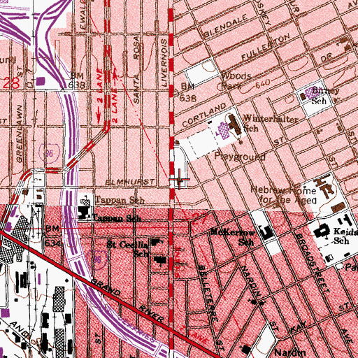 Topographic Map of Detroit Police Department 10th Precinct, MI