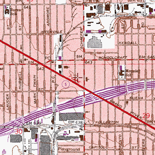 Topographic Map of Detroit Police Department 2nd Precinct, MI