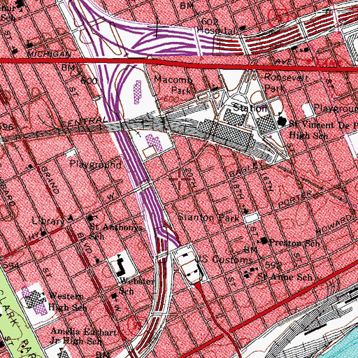 Topographic Map of Precinct 3 Police Station, MI