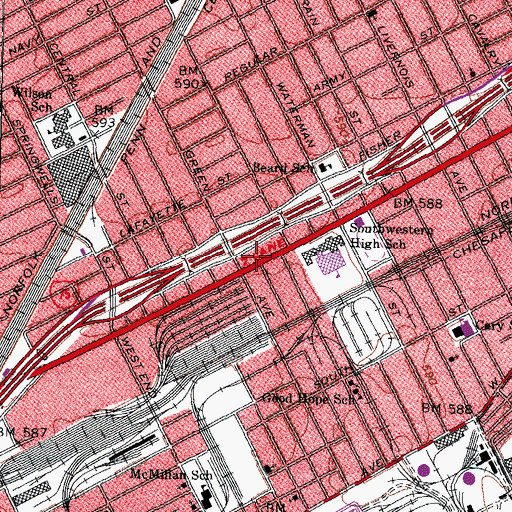 Topographic Map of Precinct 4 Police Station, MI