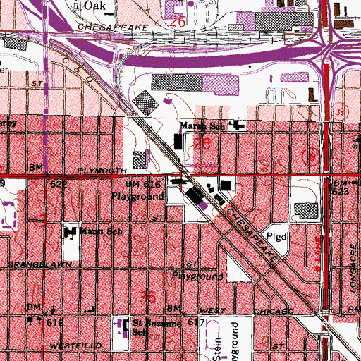 Topographic Map of Detroit Police Department 6th and 8th Precinct, MI