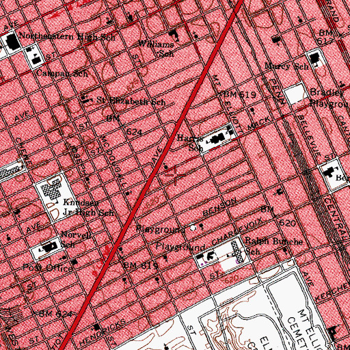 Topographic Map of Precinct 7 Police Station, MI