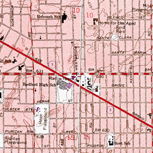 Topographic Map of Precinct 8 Police Station, MI
