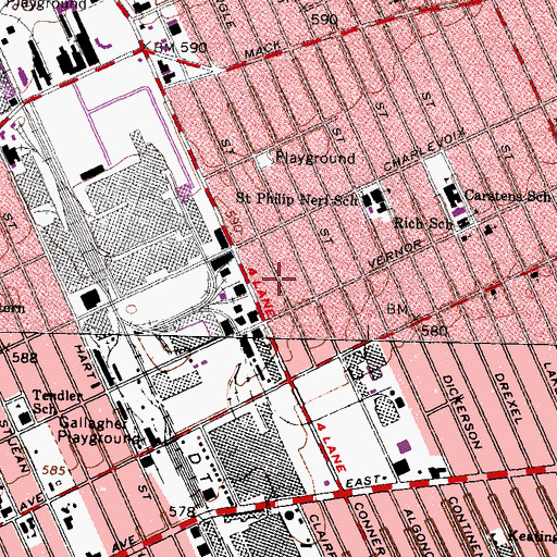 Topographic Map of Precious Faith Church of God in Christ, MI