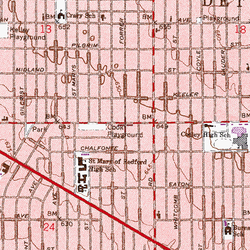 Topographic Map of Principles of Faith Missionary Baptist Church, MI