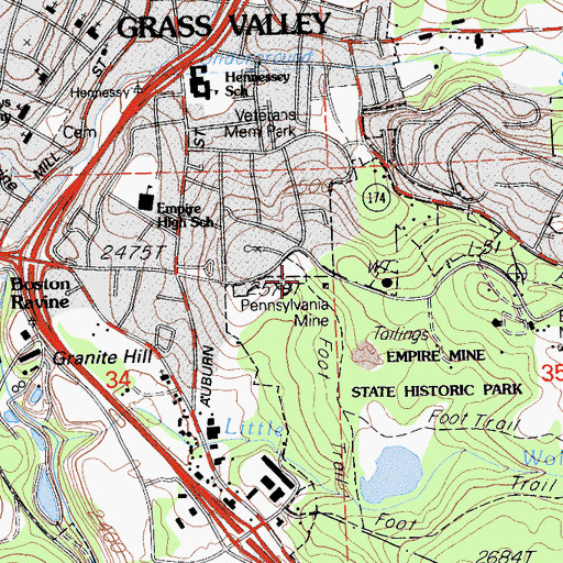 Topographic Map of Pennsylvania Mine, CA