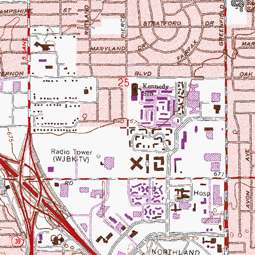 Topographic Map of Providence Greenfield Strip Mall Shopping Center, MI