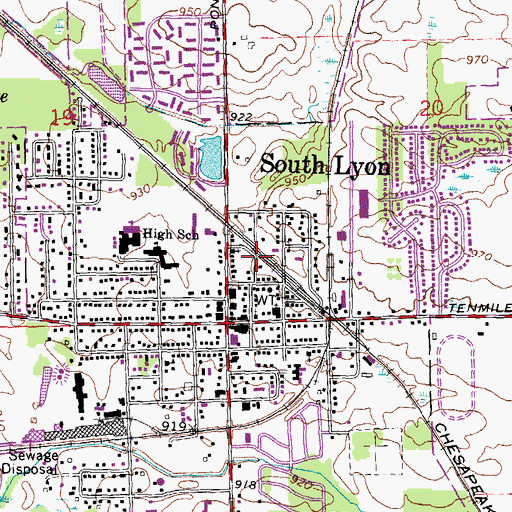 Topographic Map of Providence Medical Center - South Lyon, MI