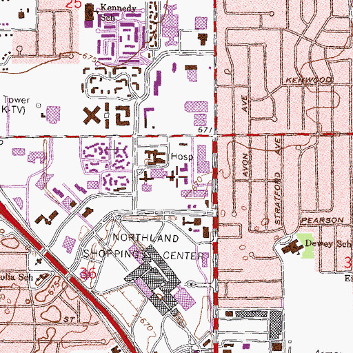 Topographic Map of Providence Medical Center - Southfield and Deighton Family Practice, MI