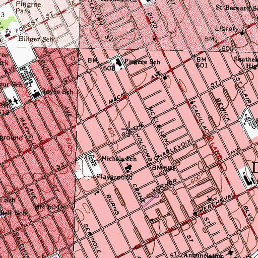 Topographic Map of Pure in Heart Baptist Church, MI