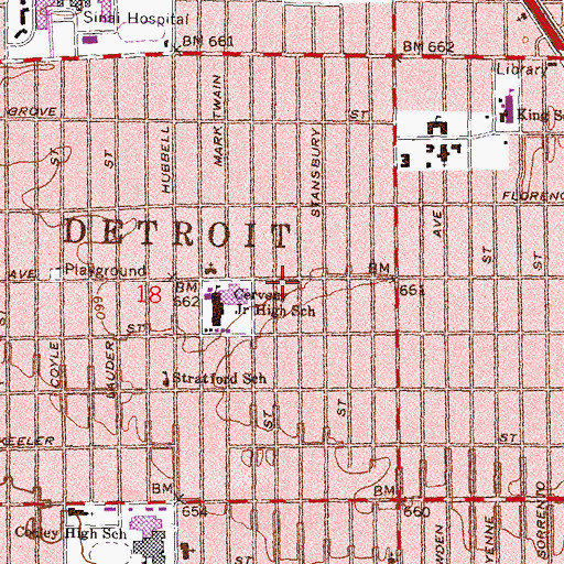 Topographic Map of Puritan Attendance Center, MI