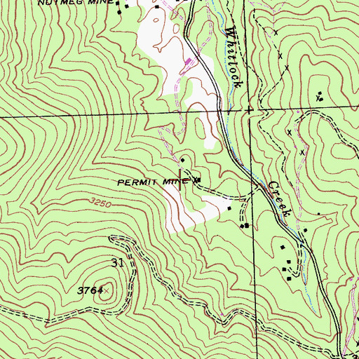 Topographic Map of Permit Mine, CA