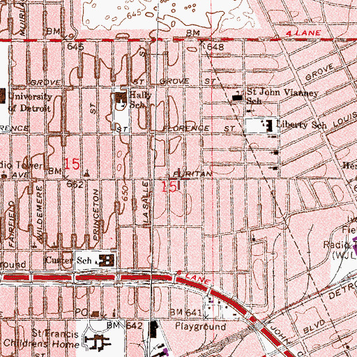 Topographic Map of Puritan Avenue Baptist Church, MI