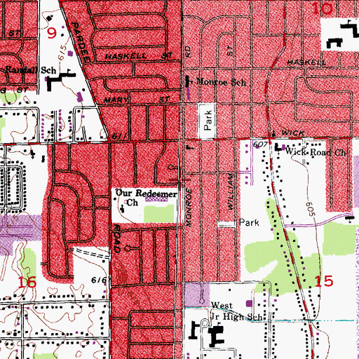 Topographic Map of Racho Elementary School, MI