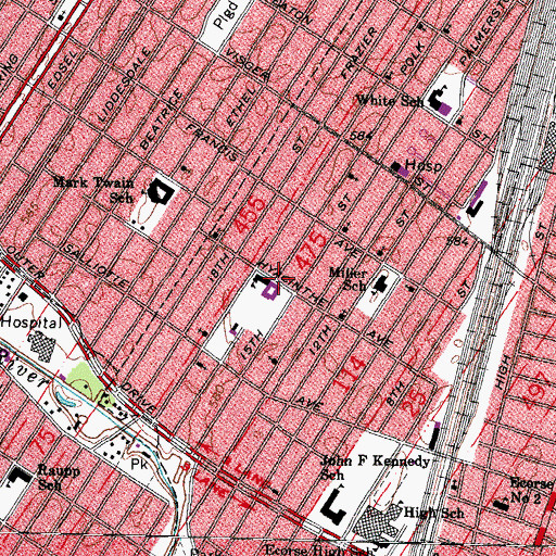 Topographic Map of Ralph J Bunche School, MI