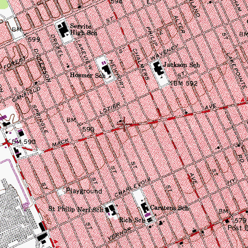 Topographic Map of Redeem Church of God in Christ, MI