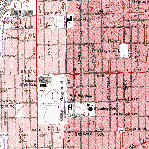 Topographic Map of Redemption Lutheran Church, MI