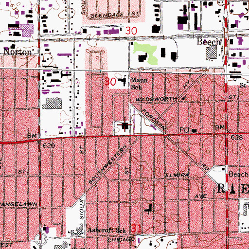 Topographic Map of Redford Community Center, MI