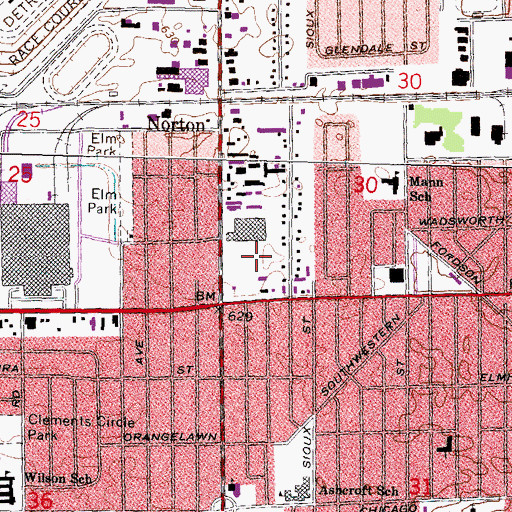 Topographic Map of Redford Shopping Center, MI