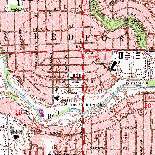 Topographic Map of Redford Township Administrative Offices, MI