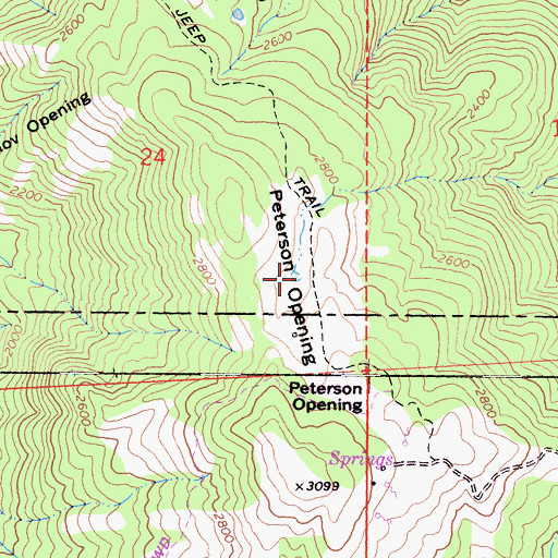 Topographic Map of Peterson Opening, CA