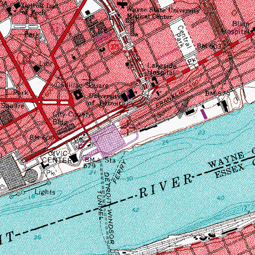 Topographic Map of Renaissance Center Station, MI