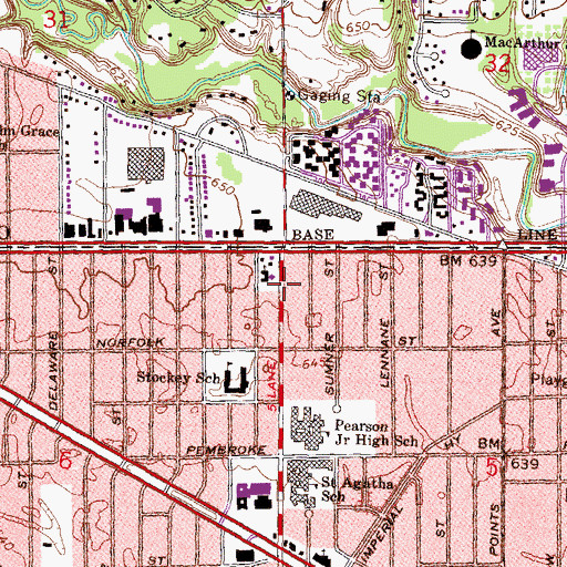 Topographic Map of Rice Memorial United Methodist Church, MI