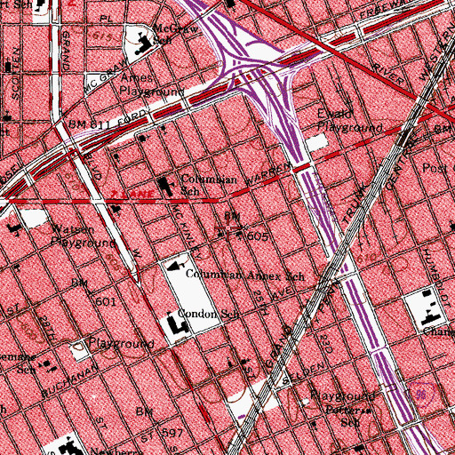 Topographic Map of Rightway Baptist Church, MI