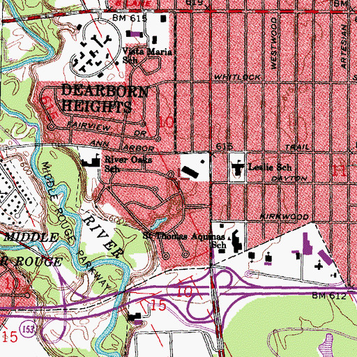 Topographic Map of River Oaks Square Shopping Center, MI