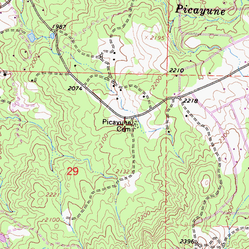 Topographic Map of Picayune Cemetery, CA